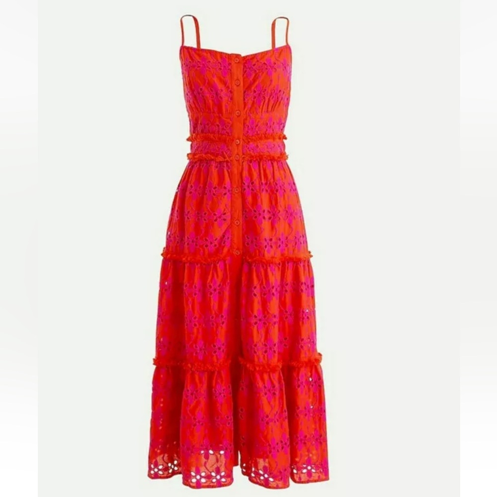 J. Crew Tiered Eyelet Summer Dress - Picture 1 of 11